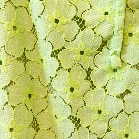Diane Von Furstenberg Warner Flower Lace Dress Neon Green Silk Wool Mini Size 4 - Picture 9 of 15